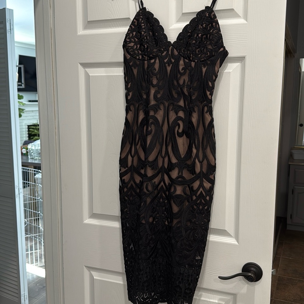 Bardot B neck lace and silk dress